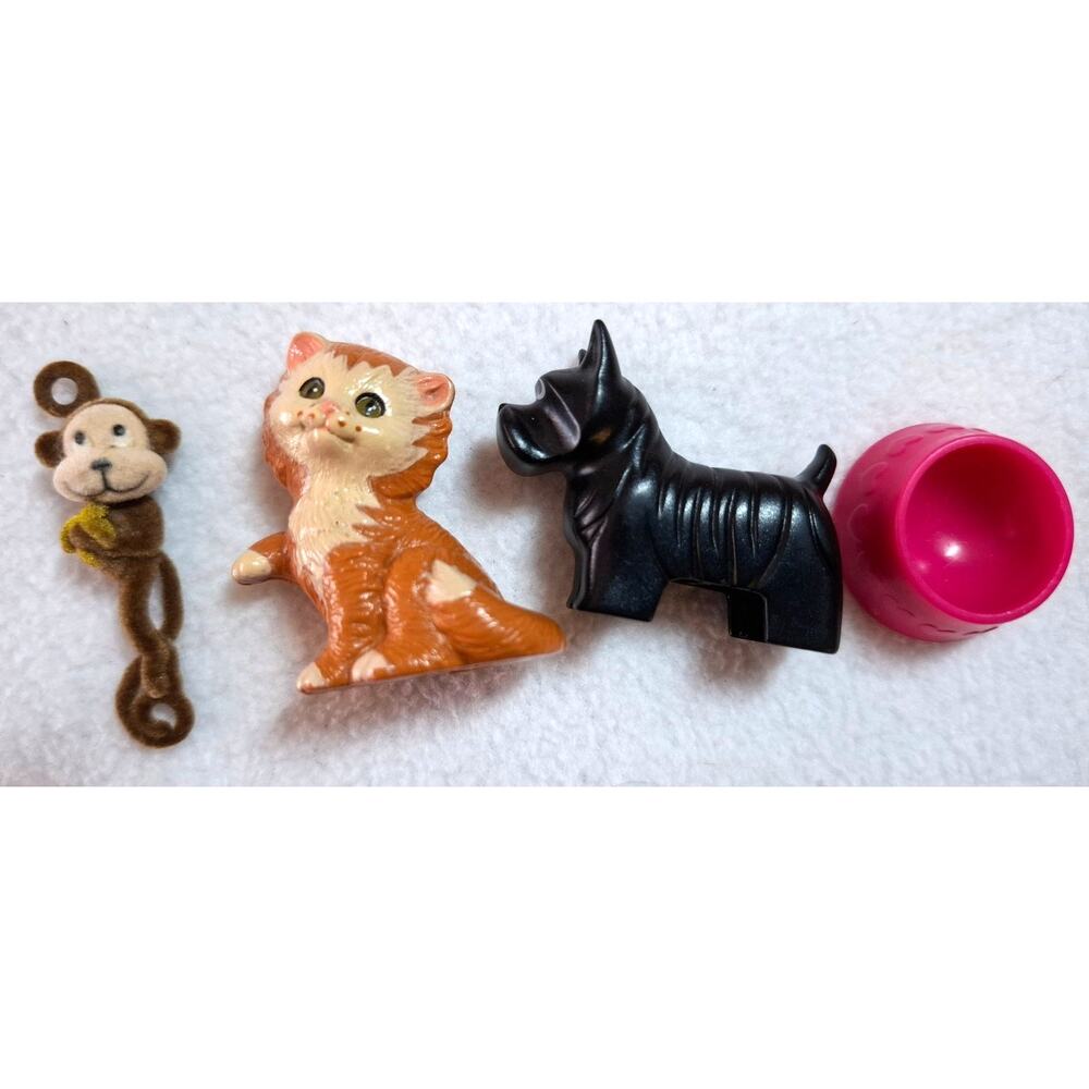 Miniature Vtg Pets Monkey Cat Dog Water Bowl 1/6 Scale Barbie Size Lego Mattel